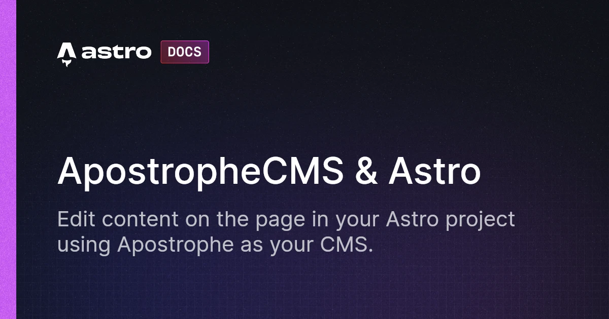 ApostropheCMS & Astro | Astro 中文文档