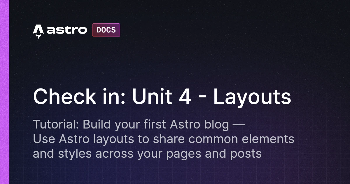 Build a blog tutorial: Unit 4 - Layouts | Docs
